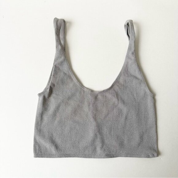 FREE PEOPLE silver crop tank - Picture 1 of 3